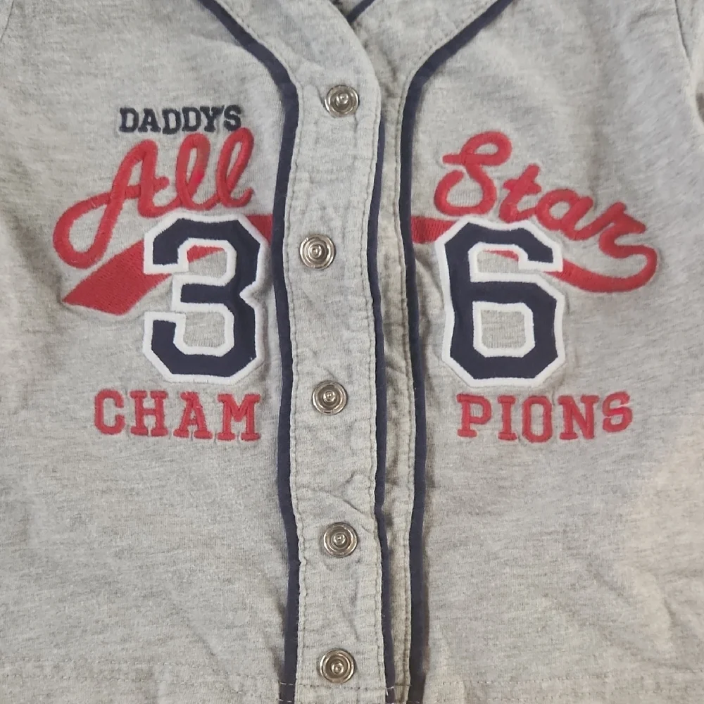 Carter's Gray and Red All Star Button Down Shirt 12 Months